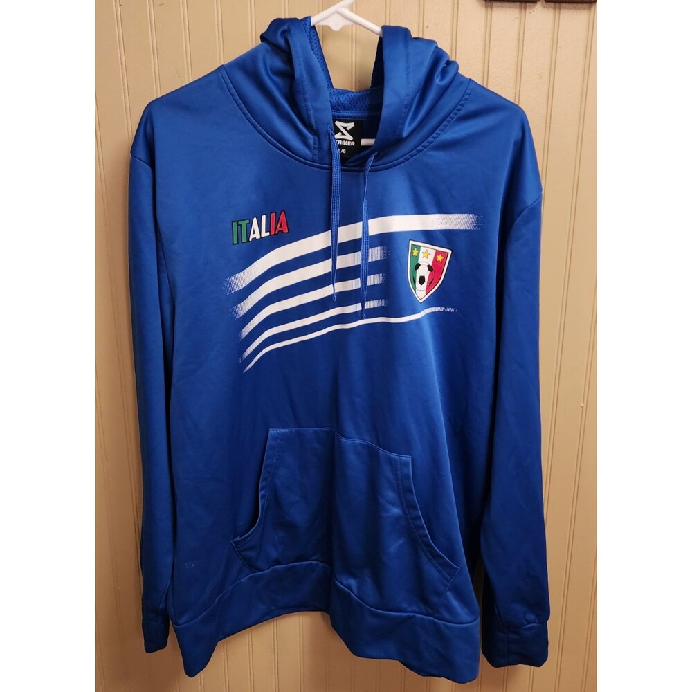 Striker Pullover Blue Italia Soccer Hooded Sweatshirt Size Large